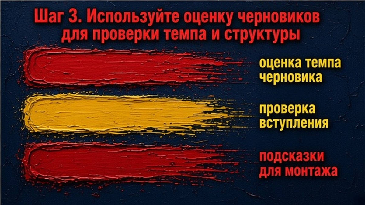 Чеклист оценки черновика: темп, вступление и подсказки для монтажа